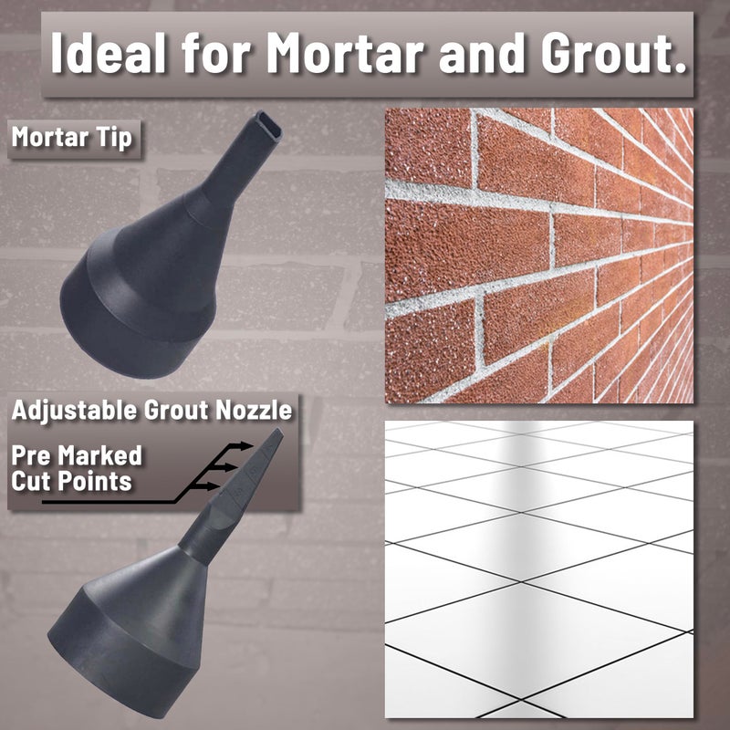 AWF PRO - Mortar Pointing Gun, 1 Quart (32 fl oz.) Capacity, 12:1 Thrust,2 Nozzles, Adjustable Pusher Plate - Image 4